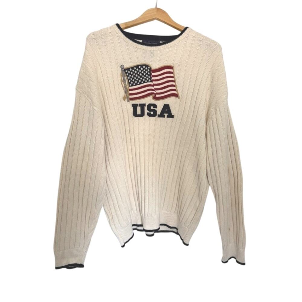 Vintage Roundtree & Yorke Americana Cable Knit Sweater Women’s XL Nautical